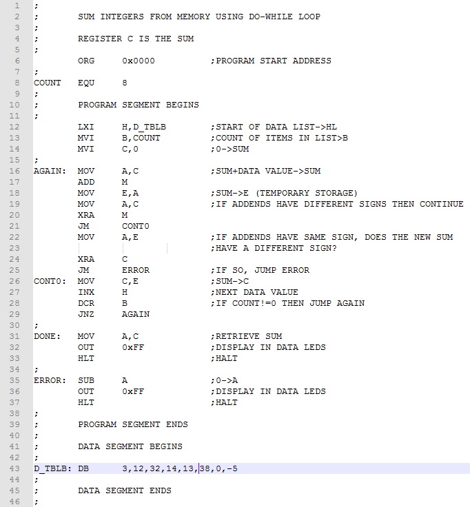 Sum integers from memory\