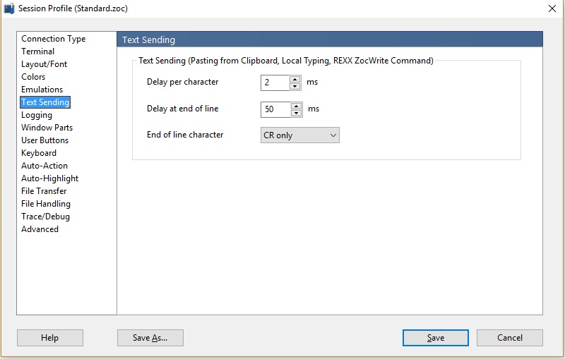 Text Sending Options