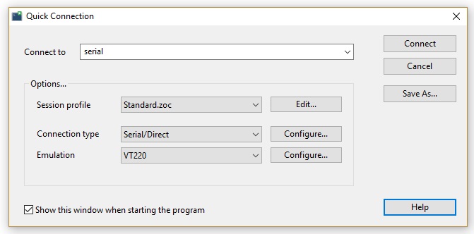 ZOC Terminal Configuration
